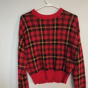 Red yellow flannel urban outfitters sweater thick